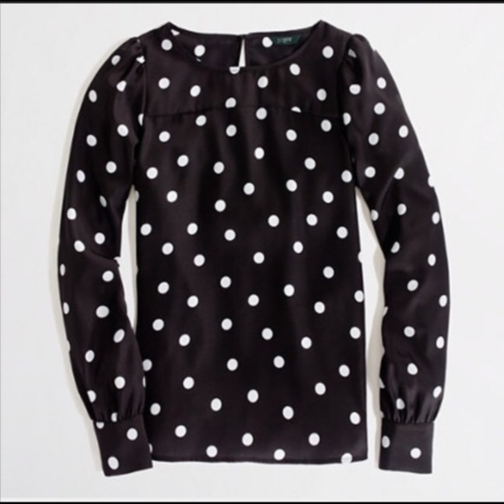 j crew factory polka dot blouse xs